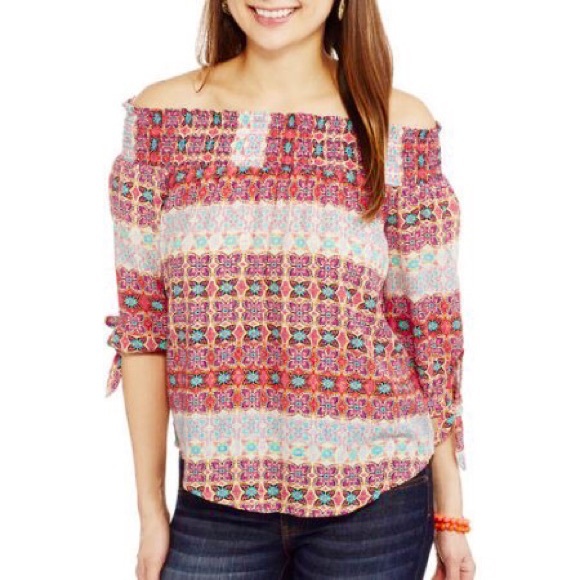 No Boundaries Tops - SOLD! | Multicolored Off-the-Shoulder Blouse
